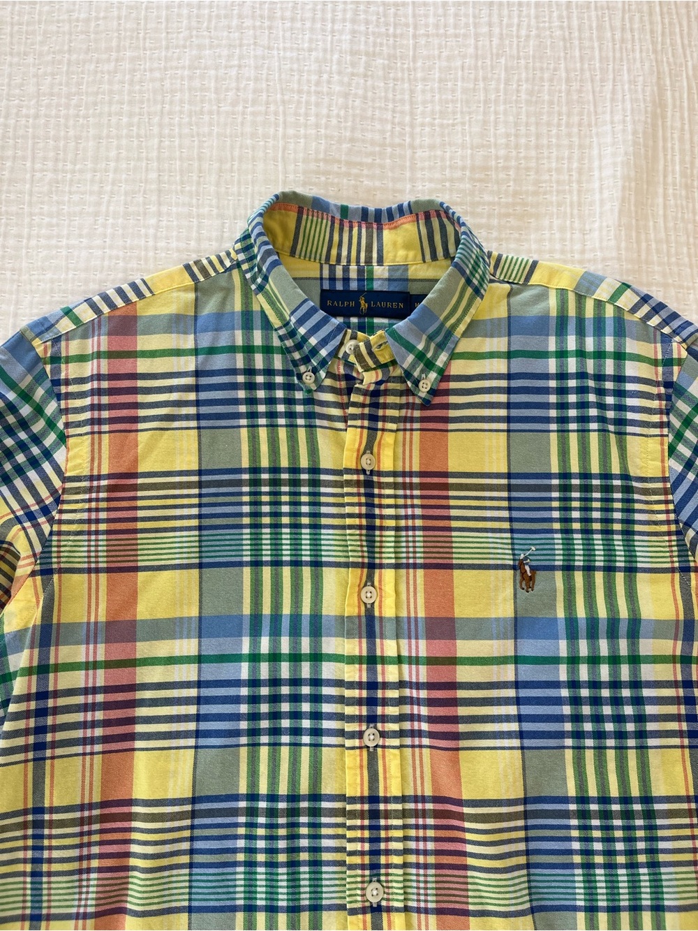Ralph Lauren Multicolor Yellow Blue Plaid Button-Down Oxford